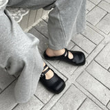 KYLETHOMASW  -  Vintage Slip On Loafers Casual Square Toe Ankle Strap Buckle Mary Jane Shoes Chunky Low Heel Pumps Dress Shoes