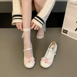 KYLETHOMASW  -  Sweet Lolita Butterfly-knot Women Mary Jane Shoes Concise Mid Heel Patent Leather Dress Shoes Cosplay Party Daily Wear Pumps