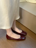 KYLETHOMASW  -  Sheepskin Version·French Soft Style Square-Toe Flats Shallow Soft Sole Evening Shoes Flat Mary Jane Shoes with Skirts