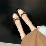 KYLETHOMASW  -  Retro Square Toe Bow Brand Low Heel Pumps Women Fashion Mixed Colors Flats Comfortable Shallow Moccasin Loafers Zapatos De Mujer