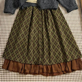 KYLETHOMASW  -  Heavy High Waist Vintage New Women's Skirt Slim Plaid Patchwork Harajuku Faldas Preppy Style Personalized Big Swing Moda Falda