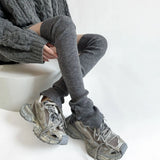 KYLETHOMASW  -  Knitted Lolita Thigh High Socks Long Socks for Women Spicy Girl Autumn/Winter Leg Covers Button Split y2k Pile Socks