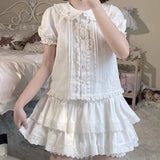 KYLETHOMASW  - Fairy Skirt Summer Japanese Soft Girl Cute Bow High Waist Cake Skirt Lace Short Skirt Student Versatile Half Skirt