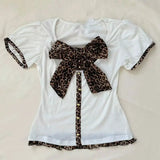 KYLETHOMASW  -  Y2k Clothes Short Tees Leopard Bows Vintage Spring Summer T Shirt for Women Sexy Fashion Spicy Girl Style Tees