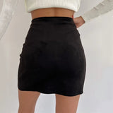 Kylethomasw Women's Sexy Spicy Girl Suede Skirt New Fashion Hot Selling Single Breasted Buttocks Wrapped Short Skirt Vintage Gothic Harajuku