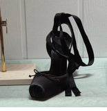 KYLETHOMASW  -  New Pig Nose Ballet High Heels for Women, Thin Heels, Shallow Mouth, Square Head, Bow Bow, and Baotou Sandals