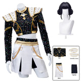 KYLETHOMASW  -  Zoey Cosplay Costume Wig Shoes Black Coat Singing Suit Song-Promotion Costume Women Halloween Party Role Playing Outfit