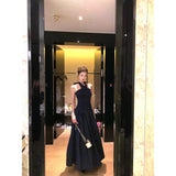 KYLETHOMASW  -  2025 Backless Cross Hanging Neck Dress Women Summer Pure Desire To Tuck in Waist Swing Long Design A-line Vestidos