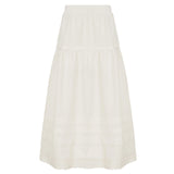 KYLETHOMASW  -  Fashion Solid Simple A-line Women Skirts Summer Elegant Causal Design Lace Spliced Long Skirts