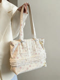 KYLETHOMASW  -  Patchwork Lace Flower Print Handbags Women Sweet Y2k Aesthetic Fairy Shoulder Bags New Fashion Trendy Casual Simple Underarm Bag