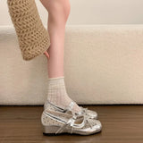 KYLETHOMASW  -  French-style Silver Polka Dot Mesh Mary Jane Shoes New Summer Hidden-heel Stunning Ballet Flats