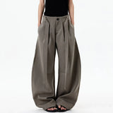 KYLETHOMASW  -  Summer New Solid Color Three-dimensional Pleated Design High-end Straight Leg Casual Trousers Casual Fashion Style