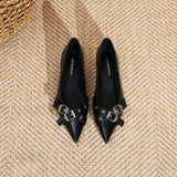 KYLETHOMASW  -  Women's Flat Shoes Fashionable Pointed Single Shoe New Belt Buckle Flat Single Shoes for Women Black Wide Heels Women