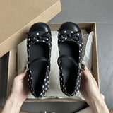 KYLETHOMASW  -  Cute Polka Dot Thick Heel Women Mary Jane Shoes Designer Buckle Strap Pumps Ladies Eelgant Butterfly-knot Dress Single Shoes