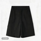 KYLETHOMASW  -  Summer Daily Office Work Pants Women Vintage Elegant Simple Black Gray Thin Loose Japan Casual Blazer Knee Length Trousers 976A