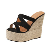 Kylethomasw Size 32-39 2024 Summer New Open Toe Sandals Women High Heel Wedge Platform Beach Sandals Shoes