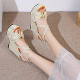 Kylethomasw Red High Heel Wedge Shoes Women Sandals Fashion Platform Open Toe Heel Summer Sandals