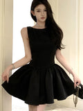 KYLETHOMASW  -  Korean Elegant Romantic Pearl Chain Backless Lace up Princess Mini Dresses Sweet A Line Dress Birthday Evening Party Clothes