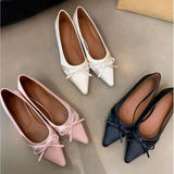 KYLETHOMASW  -  Ballerina Satin Women's Flat Shoes Comfort Non-slip Pointed Toe Ladies Loafers Flats Elegant Bowknot Women's Single Shoes