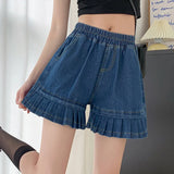 KYLETHOMASW  -  Casual Feng Shui Wash Loose Solid Color Straight Leg Pants Versatile Wide Leg Short Jeans For Women New
