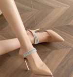 KYLETHOMASW  -  High Heel Sandals Women's Summer French Word with High-heeled Bag Head Sandals Womens New Rhinestone Pointed Stiletto High Heels