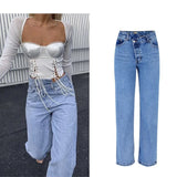 Kylethomasw -  New High-waist Irregular Jeans Women's Flared Oversize Casual Fashion Wide-leg Skinny Jeans For Women Autumn And Winter