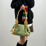 KYLETHOMASW  -  Vintage Green Tote Bag Women Hot Girl Faux Crocodile Large Capacity Underarm Bag Ladies Harajuku Y2K Aesthetics Shoulder Bag New