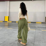 Kylethomasw  Street Big Pocket Cargo Pants Women Loose Drawstring Trouser 2023 New Arrival Female Solid Sweatpant Autumn Fashion Y2k Pants