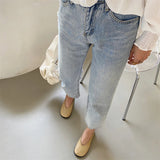 KYLETHOMASW  -  Retro Round Toe Loafers Women Solid Leather Flats Shallow V-Open Boat Mocasines Femmes Comfy Slip On Daily Walking Shoes Ladies