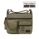 KYLETHOMASW  -  Men High Grade Crossbody Bag Dual Pocket Canvas Shoulder Bag Lightweight Travel Backpack Casual Daily Sling Bag
