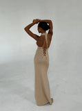 Kylethomasw Fashion Long Dress Women Sleeveless Halter Neck Beach Swimwear Cover Up Sexy Evenng Party Dress Ladies Maxi Beachwear Outfits