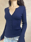 KYLETHOMASW  -  Twist Flower Buttons Knitwear Woman Autumn O-neck Long Sleeve Knitted Slim Pullovers Casual Simple Solid Baisc Sweater Y2k Tops