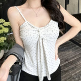 KYLETHOMASW  -  Sweet Korean Style Polka Dot Tanks Women Kawaii Sexy Bow Sleeveless Vest Elegant Coquette Fashion Cutecore Slim Camis