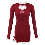 KYLTHOMASW  -   Winter Christmas Knitted Dress Women Patchwork Kawaii Y2K Sweater Mini Dress Female Fashion Sexy Cute Dress