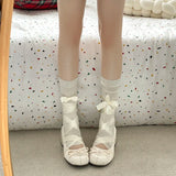 KYLETHOMASW  -  Lace Cross Strap Women Mary Jane Shoes Fashion Sweet Butterfly-knot Thick Heel Shoes Spring Autumn Ladies Elegant Dress Pumps