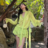 KYLETHOMASW  -  Two Piece Sets Womens Outifits Summer New High-end Designed Advanced Niche Temperature Loose Slim Shirt and Cake Skirt