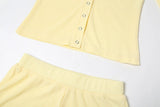 KYLETHOMASW  -  Classic Stretch 2-Piece Set Women Single-Breasted Long Sleeves o-Neck Blouse+Basis Shorts Simple Leisure Street Suits