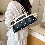 KYLETHOMASW  -  Korean Style Polka Dot Small PU Leather Top Handle Bag Ladies Contrast Color Shoulder Crossbody Bags New Trend Handbag