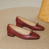 KYLETHOMASW  -  Single Shoes Women's Autumn Retro Simple Mary Jane New Square Head Shallow Mouth Comfortable Soft Leather Women's Shoes