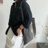 KYLETHOMASW  -  Lace Plaid Bag Shoulder Bags Portable Lightweight Bolsos mujer Shoppping Travel Bolsa Daily Using Tote Bolso Sweet Sac Femme