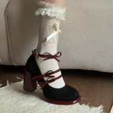 KYLETHOMASW  -  Designer Luxury Spring Thick Heel Women Mary Jane Shoes Butterfly-knot Buckle Strap Shoes Ladies Elegant Dancing Party Pumps