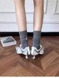 KYLETHOMASW  -  Low Heels Pointed Toe Shoes Women Lace Up Sports Style High Heels Ladies Colorblock Versatile Breathable Mesh Strappy Pumps