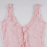 KYLETHOMASW  -  Fashion Lace Ruffly Skinny Sexy Backless Women Dresses Chic Summer Hottie Mini Camisole Dresses