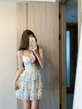 KYLETHOMASW  -  French Elegant 2 Piece Dress Suits Women Vintage Sexy Slim Floral Dress + Korean Casual Long Sleeve Thin Cardigan Fashion Chic