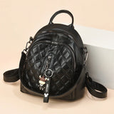 KYLETHOMASW  -  Women's Large Capacity Fashionable Diamond Pattern Street Style Backpack Handbag Soft PU Material Zipper Closure Daily Use