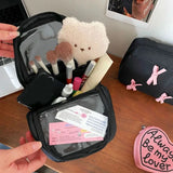 KYLETHOMASW  -  Pink Bowknot Nylon Vertical Makeup Bag Pencil Case Partitioned Bow Cosmetic Bag Waterproof Makeup Brush Storage