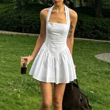 KYLETHOMASW  -  A-Line Dress Women Summer New White Fashion Halter Sleeveless Sexy Backless Dresses Casual Slim Club Party Elegant Lady Dress