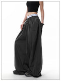 KYLETHOMASW  -  American Retro Letter Print Drape Paratrooper Casual Pants Loose Straight Tube Pants for Men And Women Drawstring Design