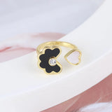 Kylethomasw European And American Jewelry Wholesale Enamel Glaze Inlaid Fritillaria Love Petals Butterfly Elegant Opening Ring Women