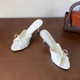 KYLETHOMASW  -  New Fashion Round Toe Footwear Thin Heels Women Pumps Slides Shoes Butterfly-Knot Female Slip On Ladies High Heels Shoes
